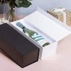 Wine Box Magnetic Lid Ribbed White (11x9x33.5cmH)