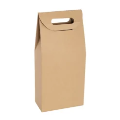Wine Box with Handle Double Bottle Kraft (17.6x9x39.5cmH)