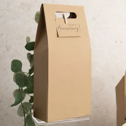 Wine Box with Handle Double Bottle Kraft (17.6x9x39.5cmH)