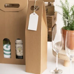 Wine Box with Handle Single Bottle Kraft (9x9x39.5cmH)
