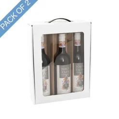 Wine Window Carry Box 3 Bottles White Pack 2 (25x9x34cmH)