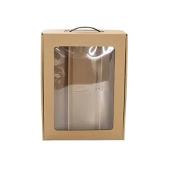 Wine Window Carry Box 3 Bottles Kraft Pack 2 (25x9x34cmH)