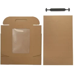 Wine Window Carry Box 3 Bottles Kraft Pack 2 (25x9x34cmH)