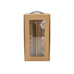 Wine Window Carry Box 2 Bottles Kraft Pack 2 (17x9x34cmH)