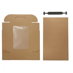 Wine Window Carry Box 2 Bottles Kraft Pack 2 (17x9x34cmH)