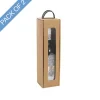 Wine Window Carry Box Single Bottle Kraft Pack 2 (9x9x34cmH)