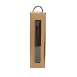 Wine Window Carry Box Single Bottle Kraft Pack 2 (9x9x34cmH)