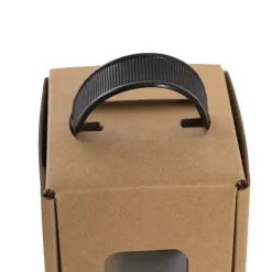 Wine Window Carry Box Single Bottle Kraft Pack 2 (9x9x34cmH)