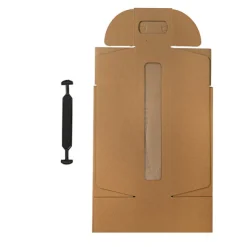 Wine Window Carry Box Single Bottle Kraft Pack 2 (9x9x34cmH)