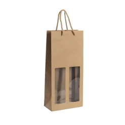 Wine Window Double Gift Bag Kraft Brown (180Wx90Gx390mmH)
