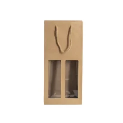 Wine Window Double Gift Bag Kraft Brown (180Wx90Gx390mmH)