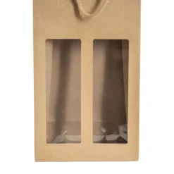 Wine Window Double Gift Bag Kraft Brown (180Wx90Gx390mmH)
