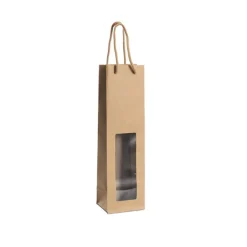 Wine Window Single Gift Bag Kraft Brown (110Wx90Gx390mmH)
