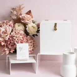 Wishing Well Acrylic Box with Heart Lock White (30x30x30cmH)