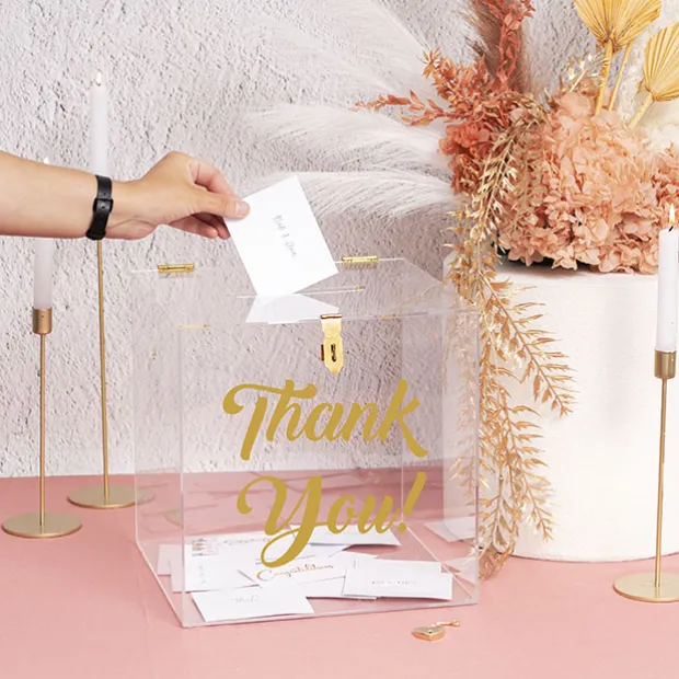 Wishing Well Clear Acrylic Box with Heart Lock (30x30x30cmH)