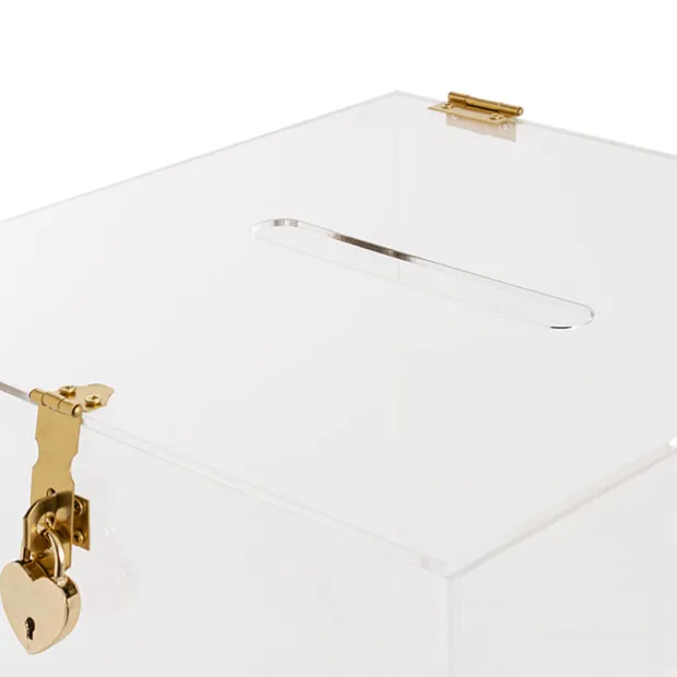 Wishing Well Clear Acrylic Box with Heart Lock (30x30x30cmH)