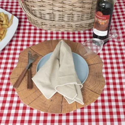 Wood Slice Look Table Placemat Set 2 Round Brown (38cmD)