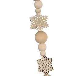 Wooden Bead Snowflake Garland Natural Beige (180cmL)