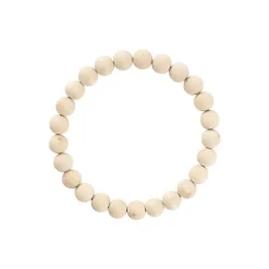 Wooden Bead Wreath Natural (25cmD)