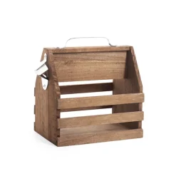 Wooden Bottle Caddy Carrier 6 Bottle Natural (21x15x25cmH)