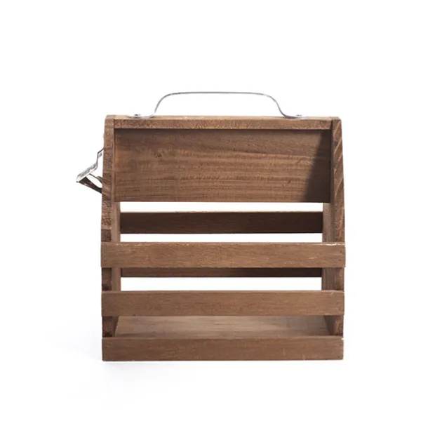 Wooden Bottle Caddy Carrier 6 Bottle Natural (21x15x25cmH)