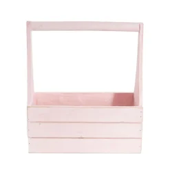 Wooden Carry Tote Planter Pink (25x11.5x28cmH)
