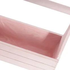 Wooden Carry Tote Planter Pink (25x11.5x28cmH)