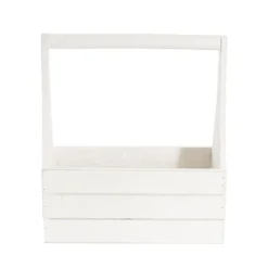 Wooden Carry Tote Planter White (25x11.5x28cmH)