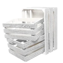 Wooden Crate Storage Box Set 3 Iron Grey (41x31x19cmH)