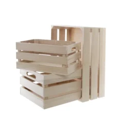 Wooden Crate Storage Box Set 3 Natural (41x30x18cmH)