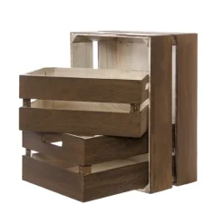 Wooden Crate Storage Box Set 3 Brown (41x31x19cmH)