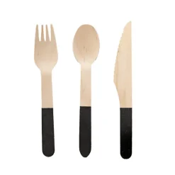 Wooden Cutlery Set 30 Black (2.5cmx16cmH)