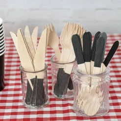 Wooden Cutlery Set 30 Black (2.5cmx16cmH)