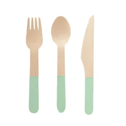 Wooden Cutlery Set 30 Pastel Mint Green (2.5cmx16cmH)