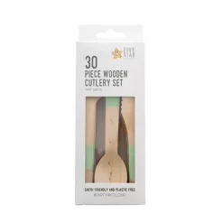 Wooden Cutlery Set 30 Pastel Mint Green (2.5cmx16cmH)