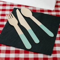 Wooden Cutlery Set 30 Pastel Blue (2.5cmx16cmH)