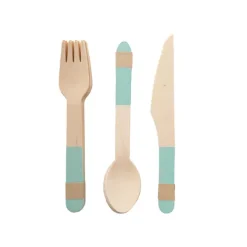 Wooden Cutlery Set 30 Pastel Blue (2.5cmx16cmH)