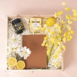 Wooden Gourmet Hamper Tray Metal Natural (35x35x9cmH)