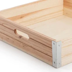Wooden Gourmet Hamper Tray Metal Natural (35x35x9cmH)
