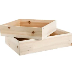 Wooden Hamper Box Set 2 Hamper Natural (43x34x10cmH)