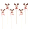 Wooden Reindeer Pick Pack 6 Natural Beige (30cmH)