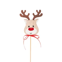 Wooden Reindeer Pick Pack 6 Natural Beige (30cmH)