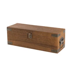 Wooden Single Wine Box Anqitue Brown 36x12x12cmh