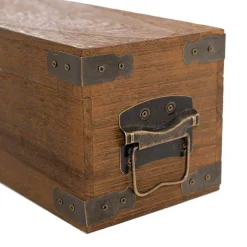 Wooden Single Wine Box Anqitue Brown 36x12x12cmh