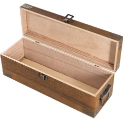 Wooden Single Wine Box Anqitue Brown 36x12x12cmh