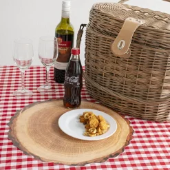 Wooden Timber Look Table Placemat Set 2 Round Brown (38cmD)