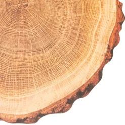 Wooden Timber Look Table Placemat Set 2 Round Brown (38cmD)