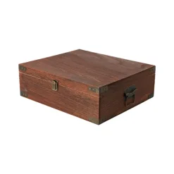 Wooden Triple Wine Box Antique Brown 36x32x12cmH