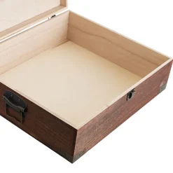 Wooden Triple Wine Box Antique Brown 36x32x12cmH