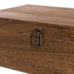 Wooden Triple Wine Box Antique Brown 36x32x12cmH